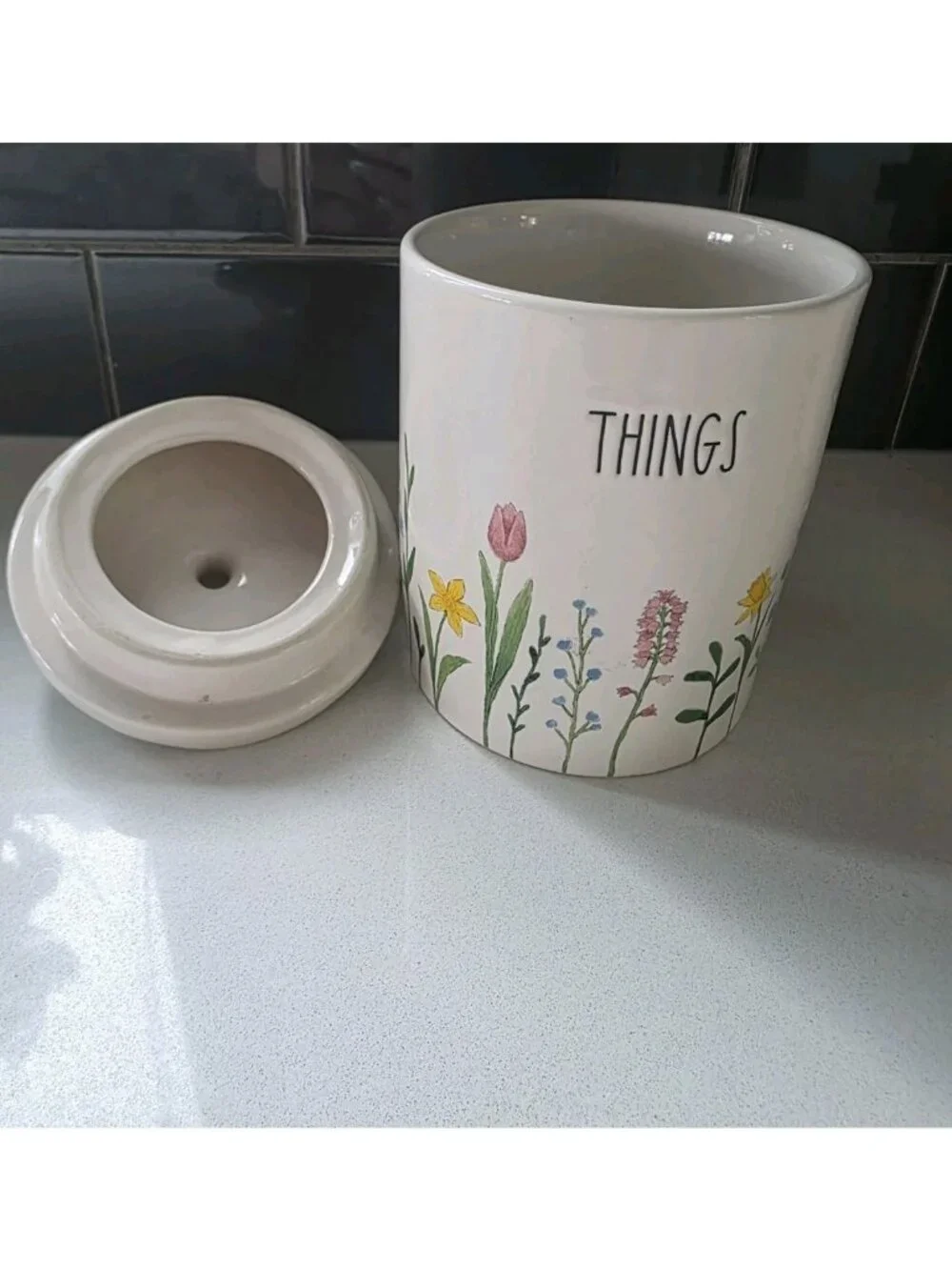 Rae Dunn Things Canister Jar Container With Lid Flowers Artisan Collection